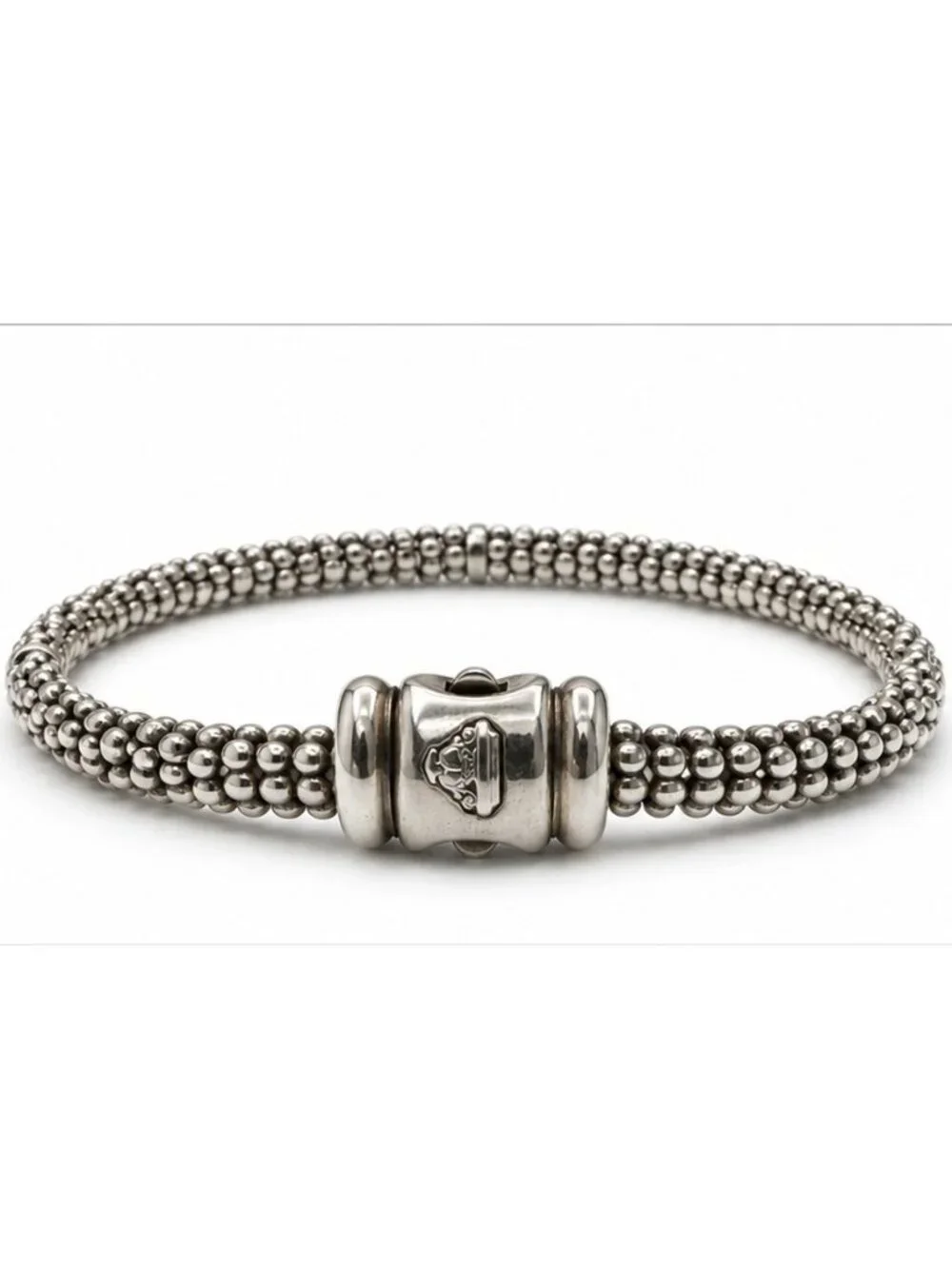 LAGOS Caviar Sterling Silver Bracelet Box Clasp Vintage w/ Pouch